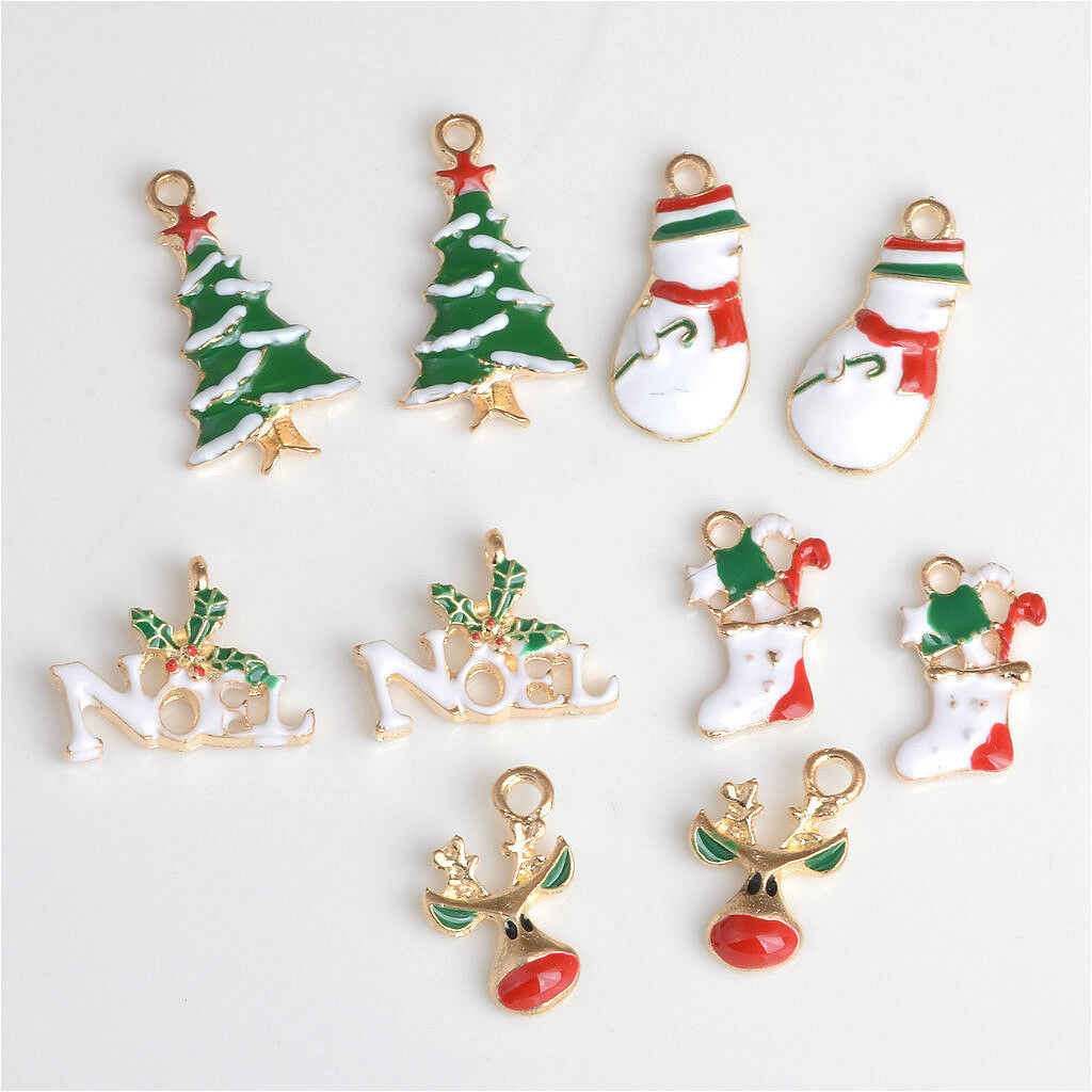 20x Christmas Charms Dangle Beads Pendant for Bracelet Jewelry Making Crafts