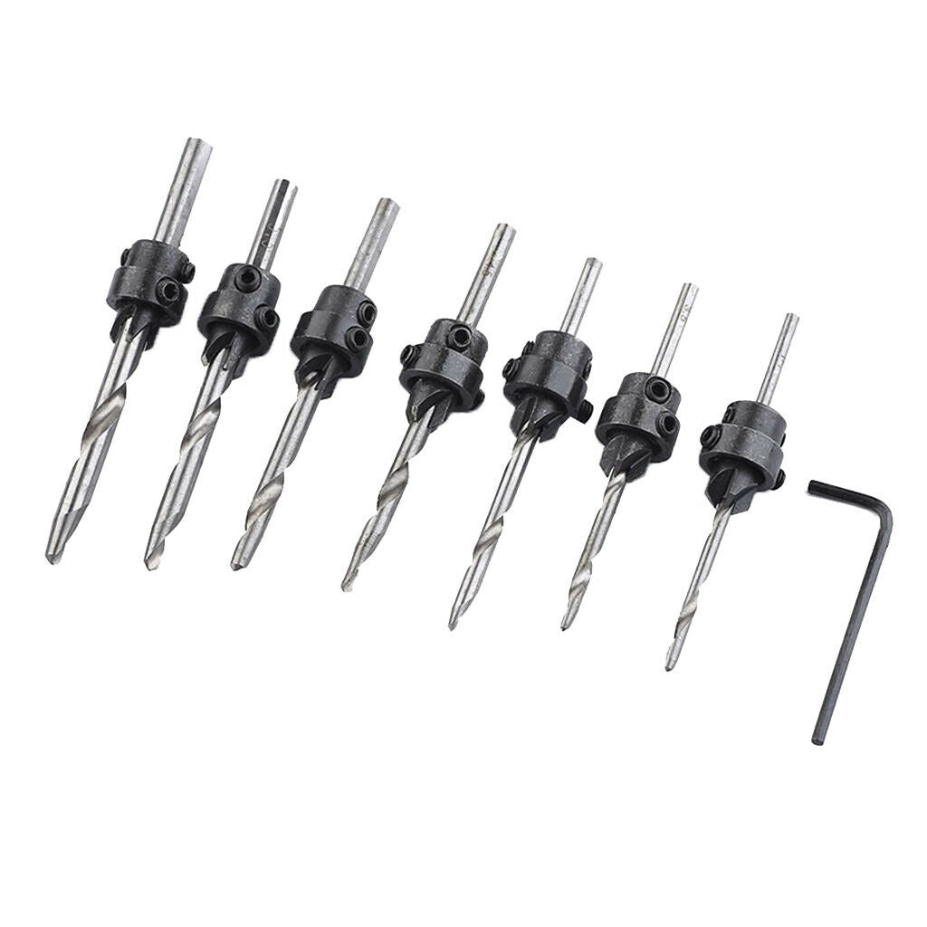 7 Pieces Countersink Drill Bit Set Large Set Screw Quick Change