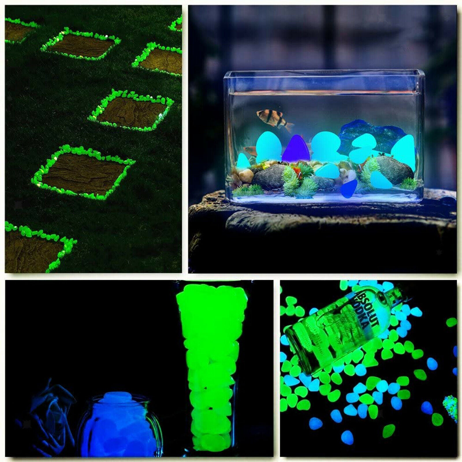 Glow in the Dark Pebbles Stone For Home Garden Walkway Fish Tank Aquariums