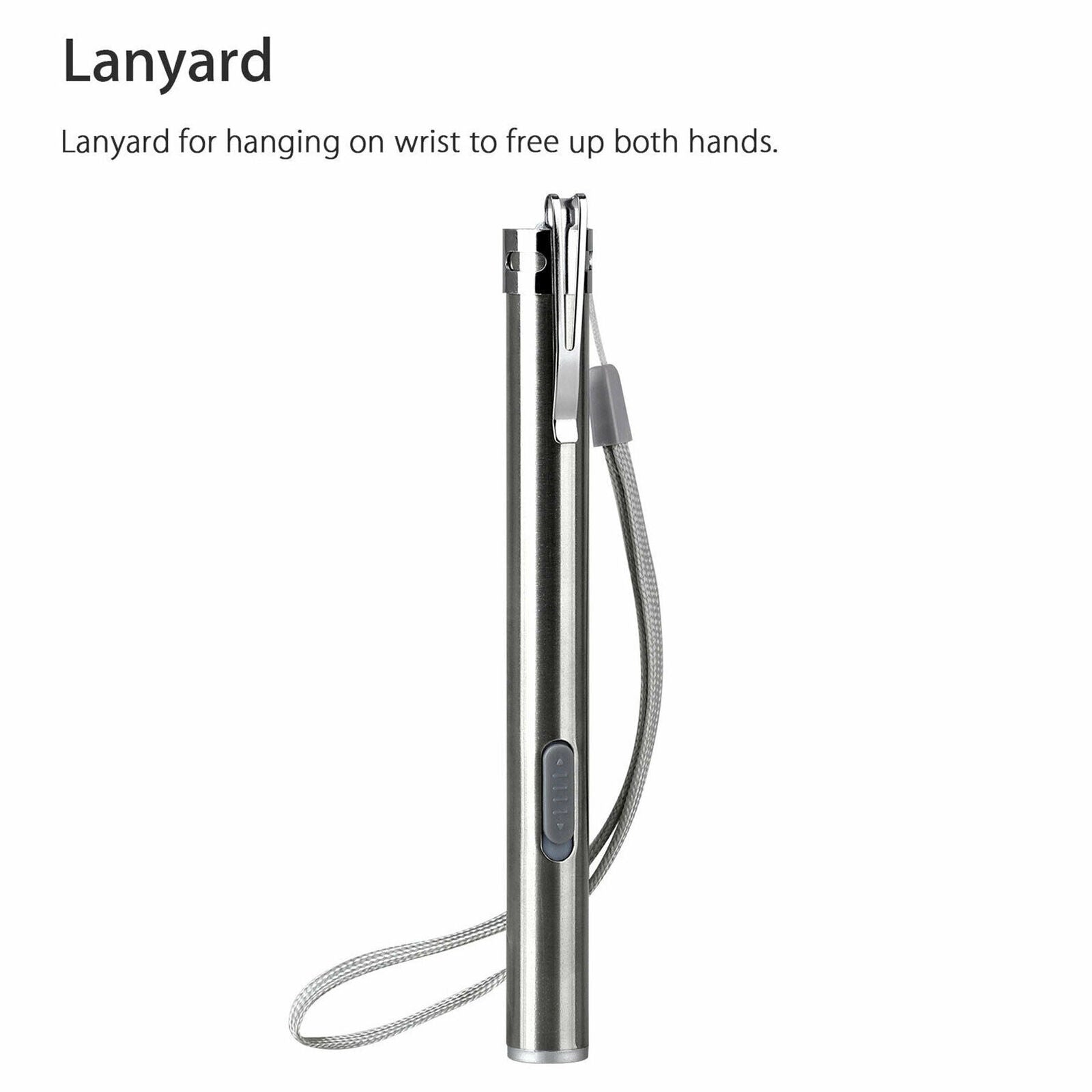 Pocket Flashlight Stainless Steel LED Torch Light Mini Pen USB Rechargeable