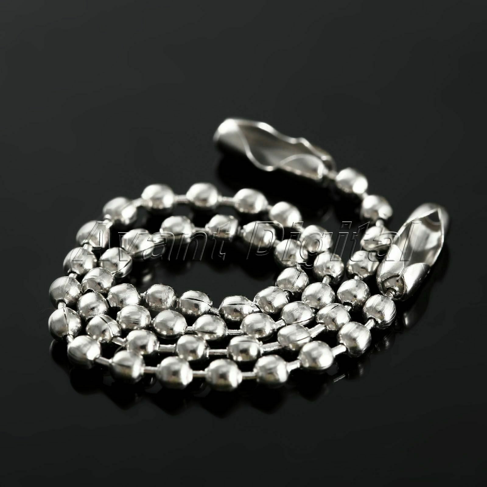Silvery Tone Chains Connector Ball Beads Tag Keychain Nickel Plated Metal 100pcs
