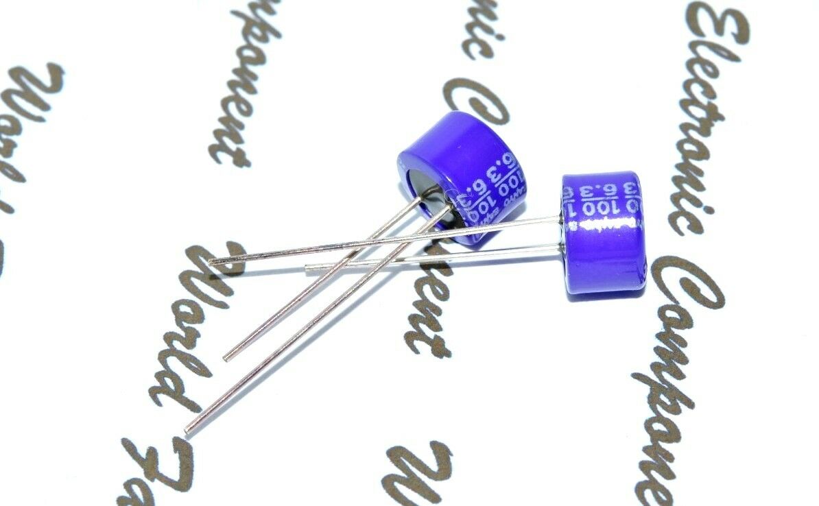 10pcs-SANYO 100uF 6.3V OSCON(OS-CON) Radial Aluminum Solid Capacitors - 6SL100M