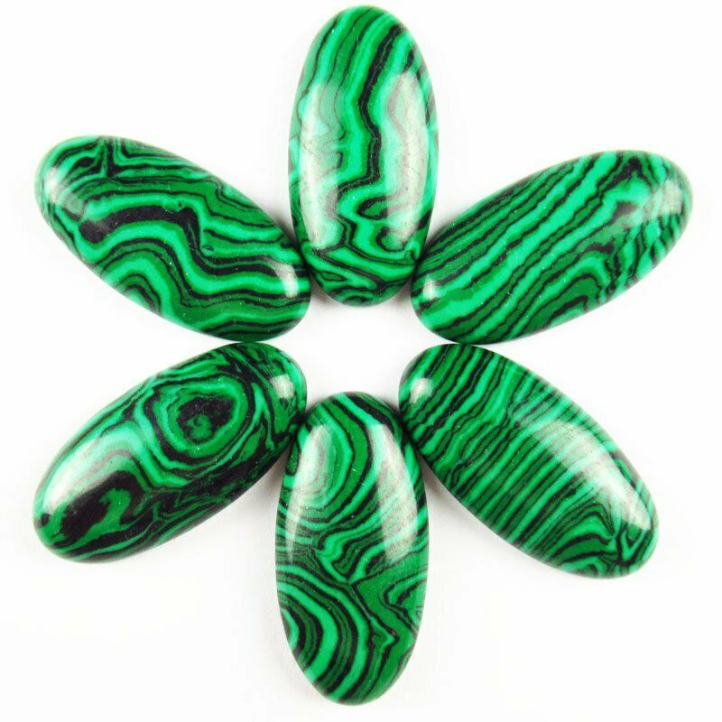 8pcs 30x15x6mm Green Malachite 28g Oval Cab Cabochon A-305JM