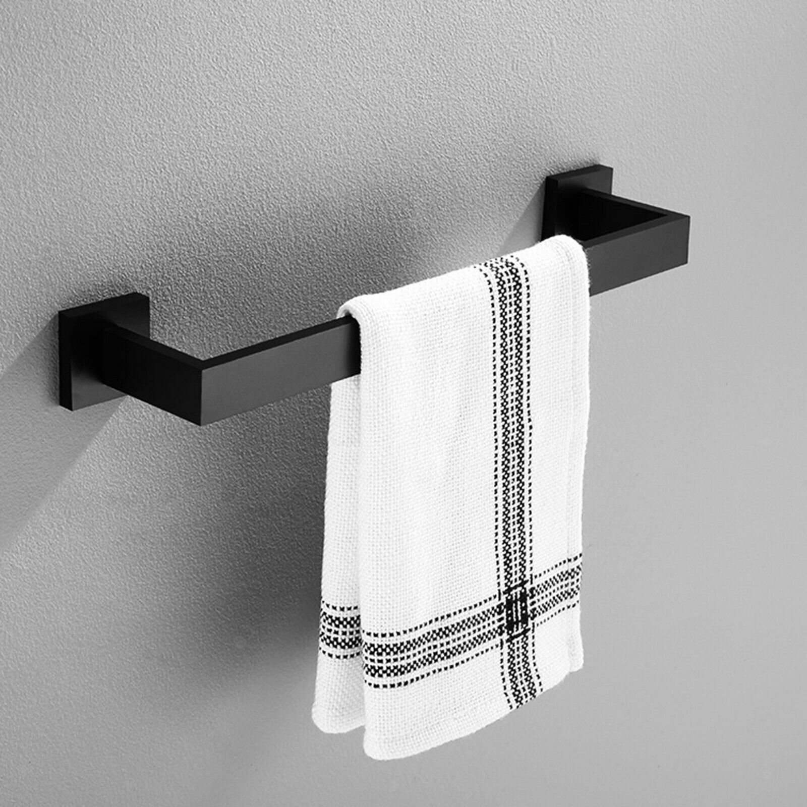 Matte Black Bathroom Hardware Set Wall Mounted Includes 16" Hand Towel Bar