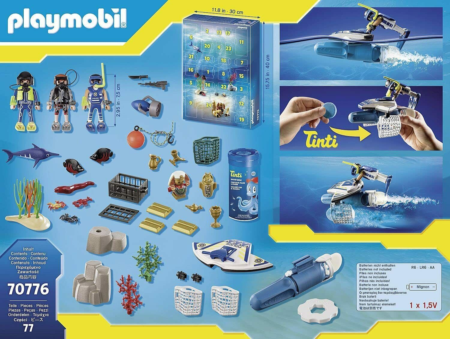 Playmobil 70776 Christmas Police Diving Mission Advent Calendar Bath Fizzers