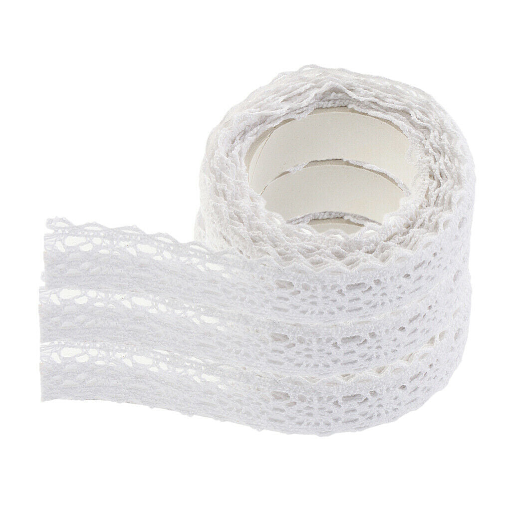 3pcs White 2m Lace Decorative Tape Self Adhesive Sticky Ribbon Embellishment