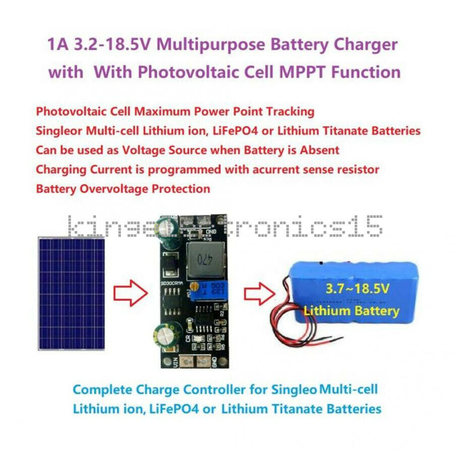 1X 12V MPPT Solar Panel Controller LiFePO4 Li-ion Lithium Battery Charger Module