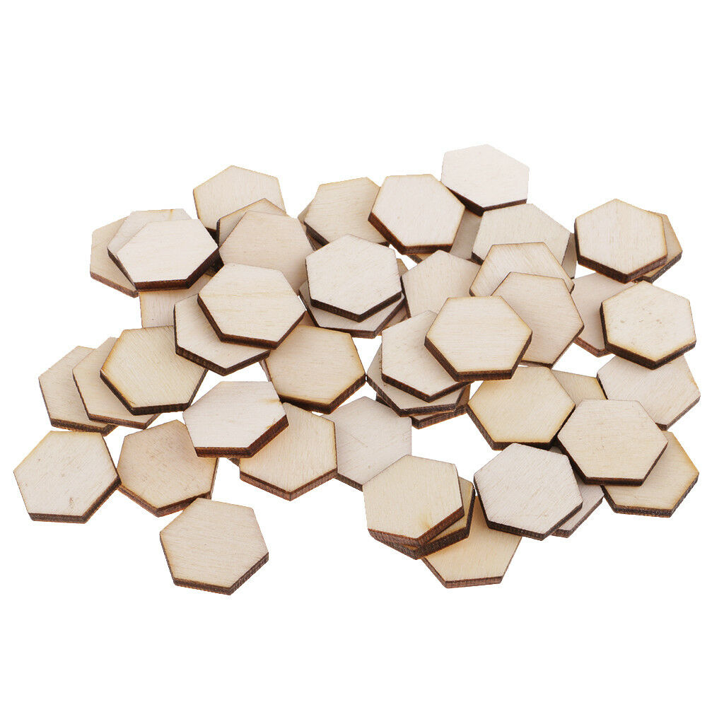 54pcs/set Wooden Hexagon Wood Slices Party Wedding Embellishment Crafts DIY