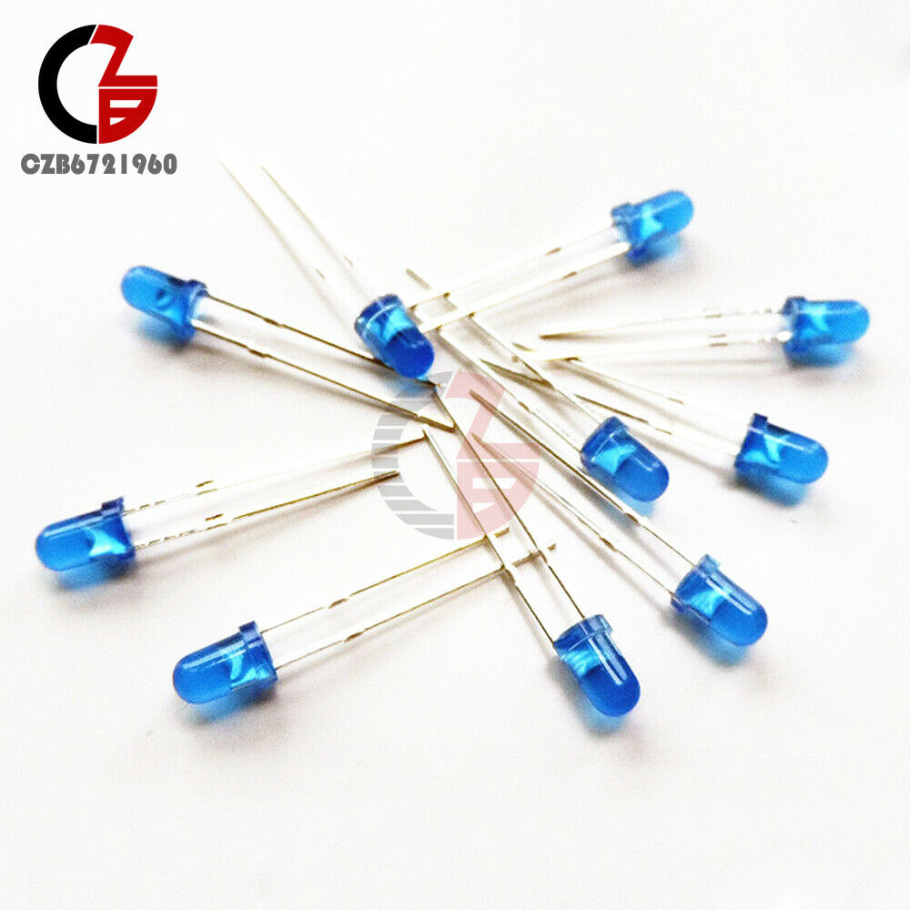 100PCS 3mm Blue Emitting LED Diode Super Bright Blue Light Bulb Lamp