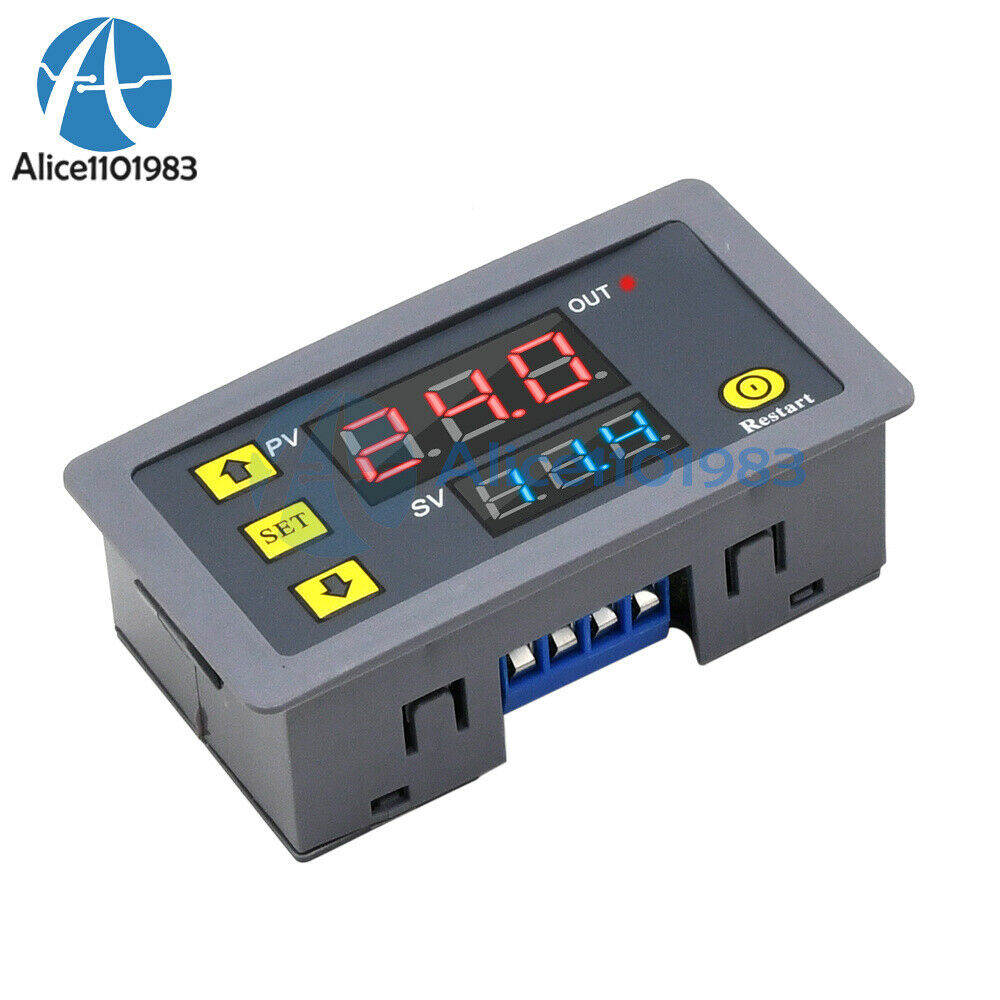 DC 12V AC 110-220V LED Dual Display Cycle Timing Delay Relay Module 0-999 Hours