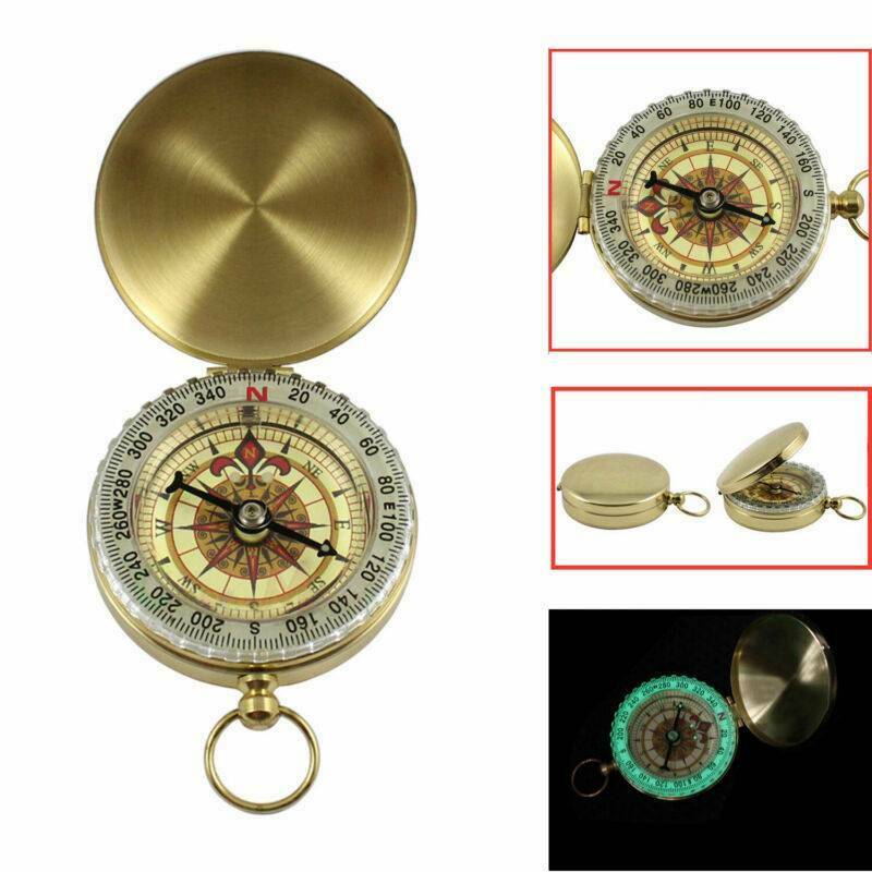 Noctilucent Hiking Camping Compass Pocket Watch Style for Outdoor Brass SUN AU