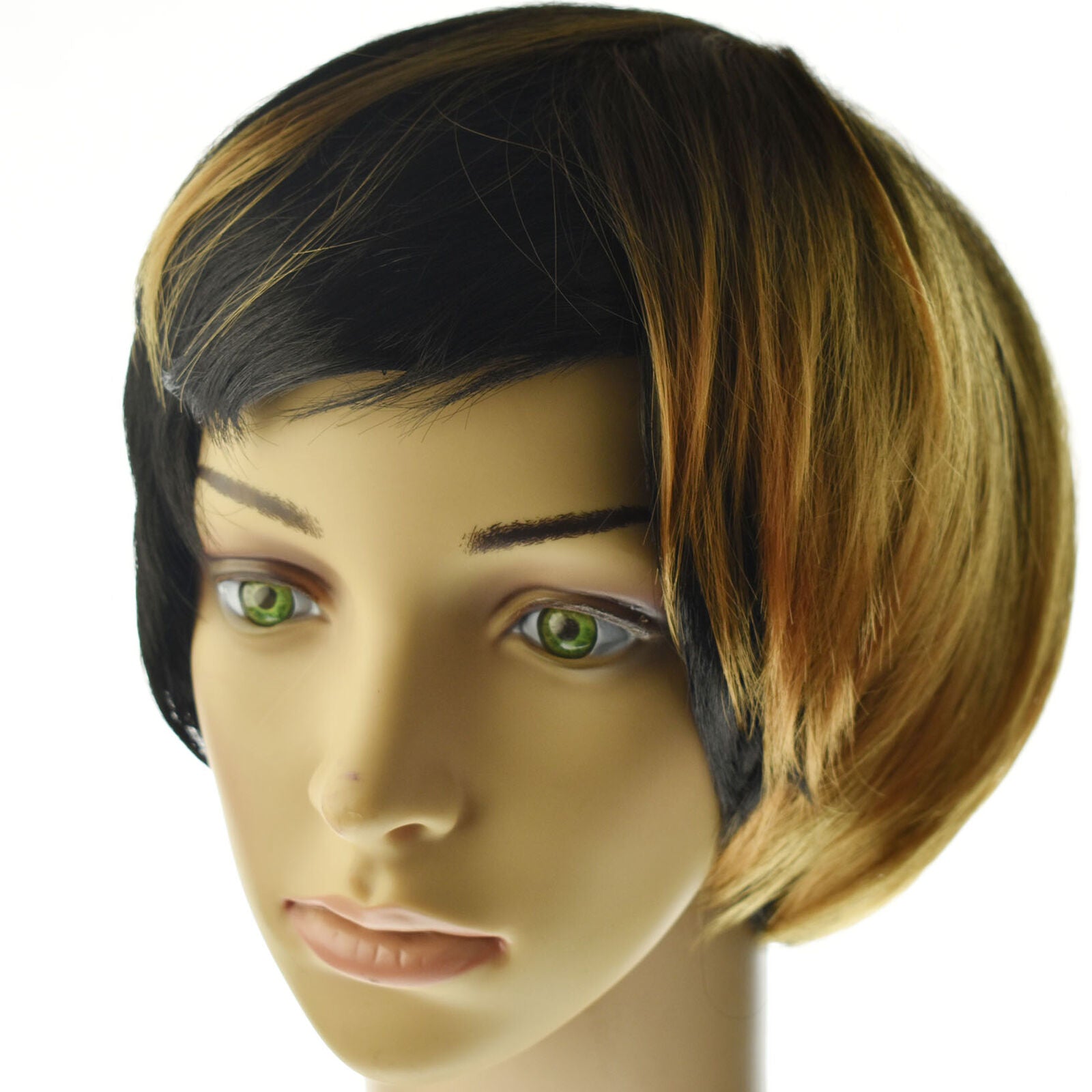Real Remy Pixie Hair Full Wig Natural Short Cut Wavy Ombre Black Modern Style
