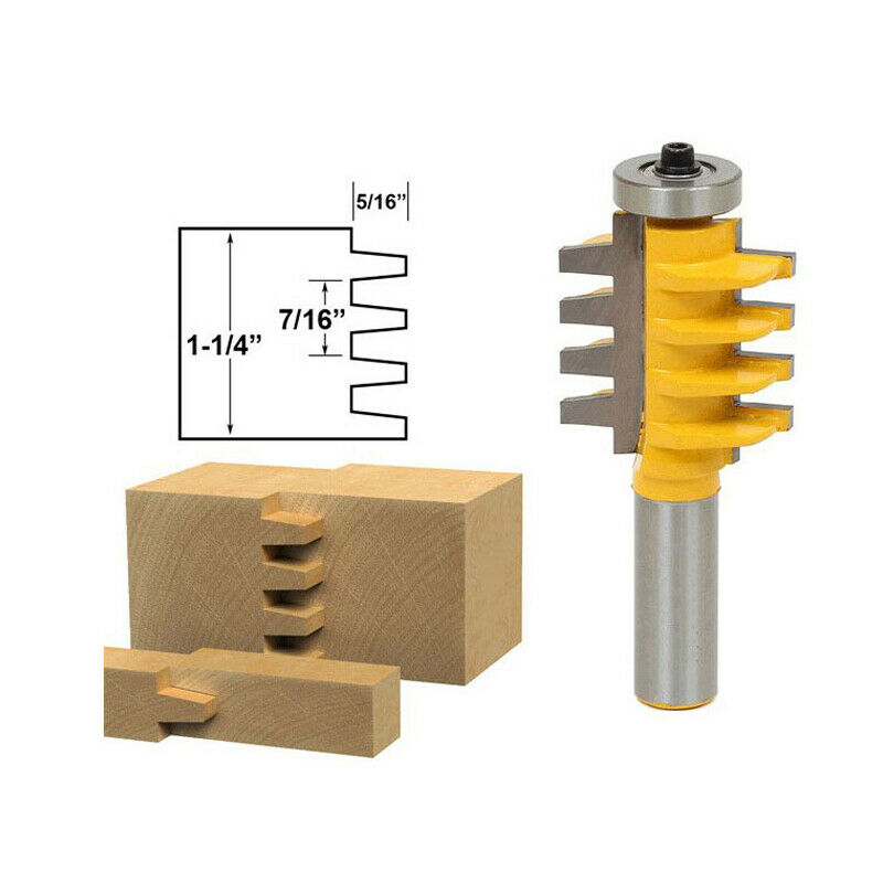 1Pcs 1/2'' Shank Reversible Finger Woodworking Angle Cutter Tool Joint Bit Metal