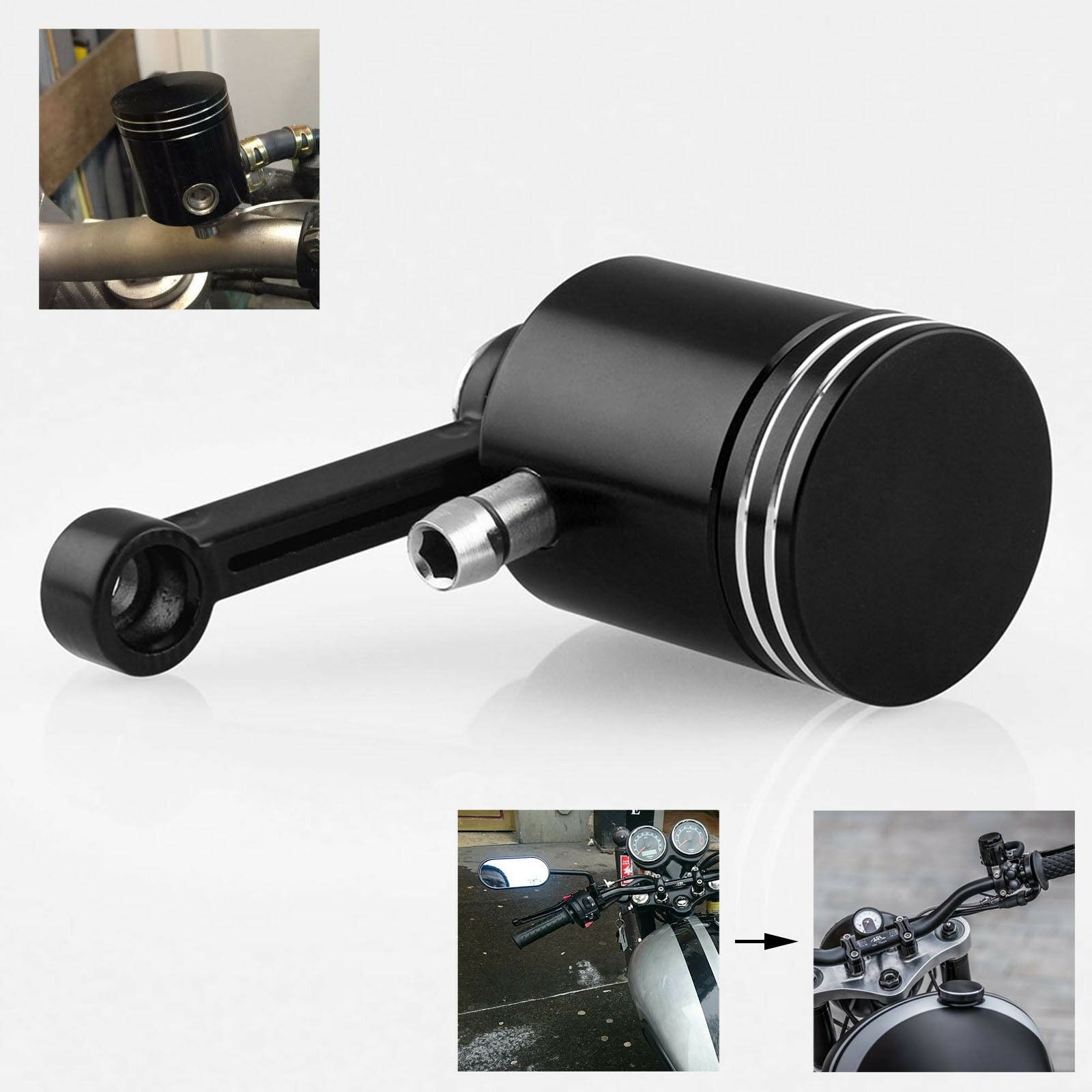 Universal Motorcycle Front Brake Clutch Oil Reservoir Tank Cylinder Fluid Black