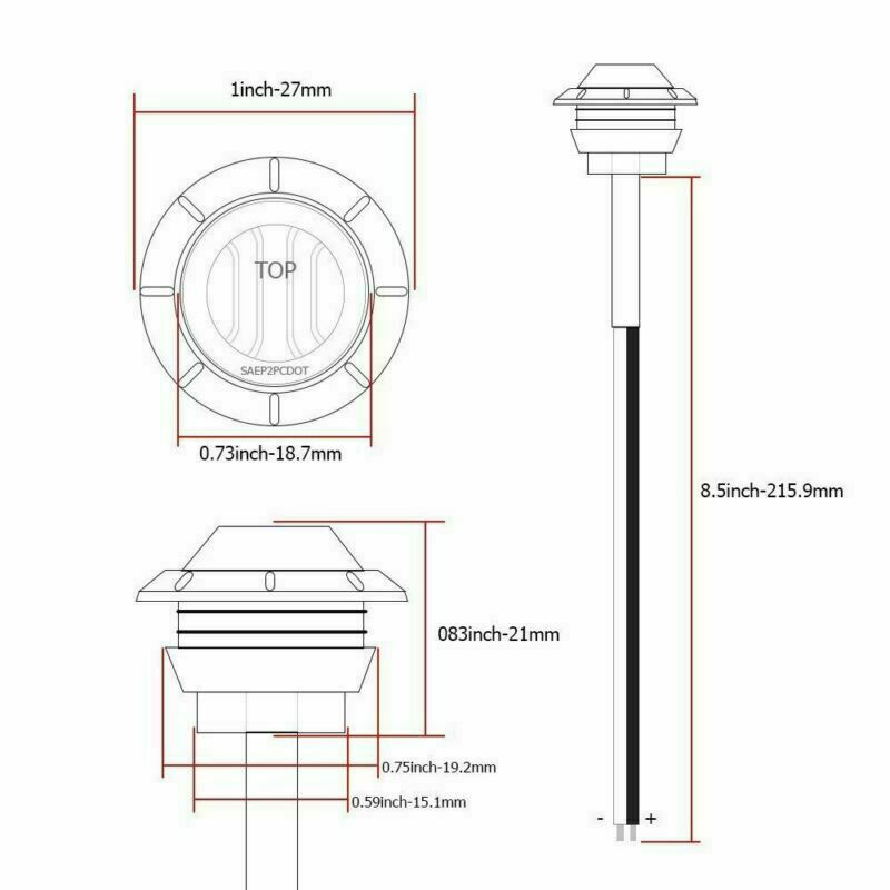 20X 3/4" Marker Lights LED Truck Trailer Round Side Bullet Light Amber/Red 12V
