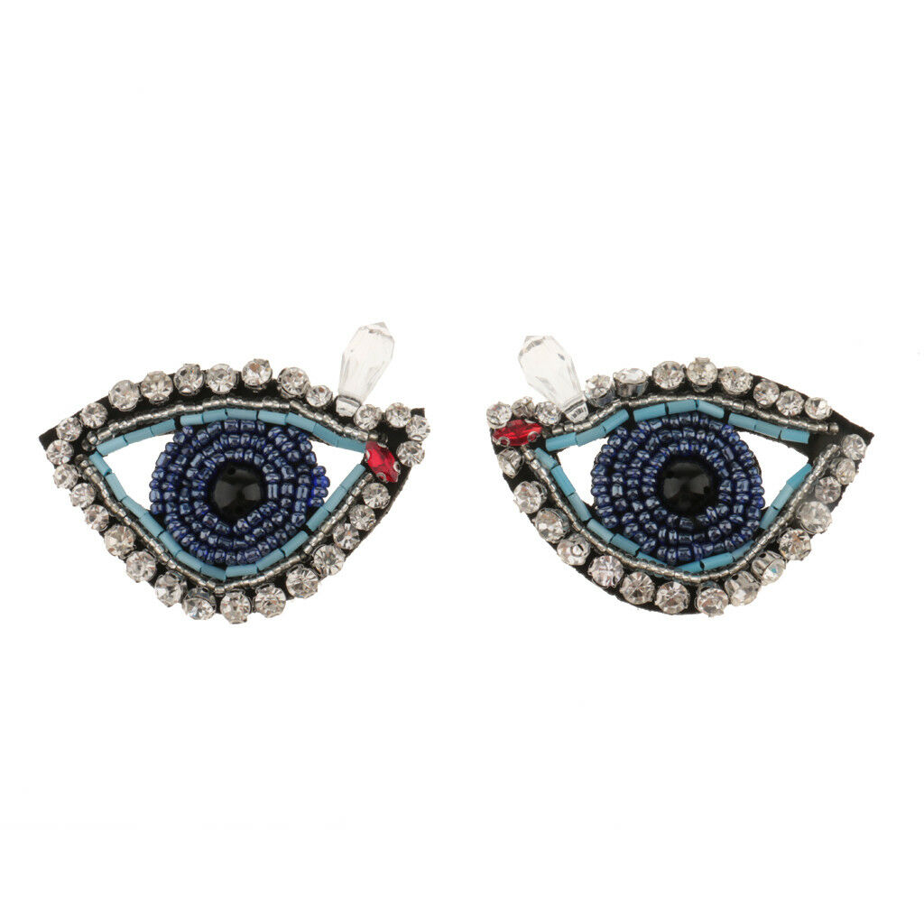 Embroidery Beads eyes Sew Iron On Patches Badge Bags Jeans Decor Appliques