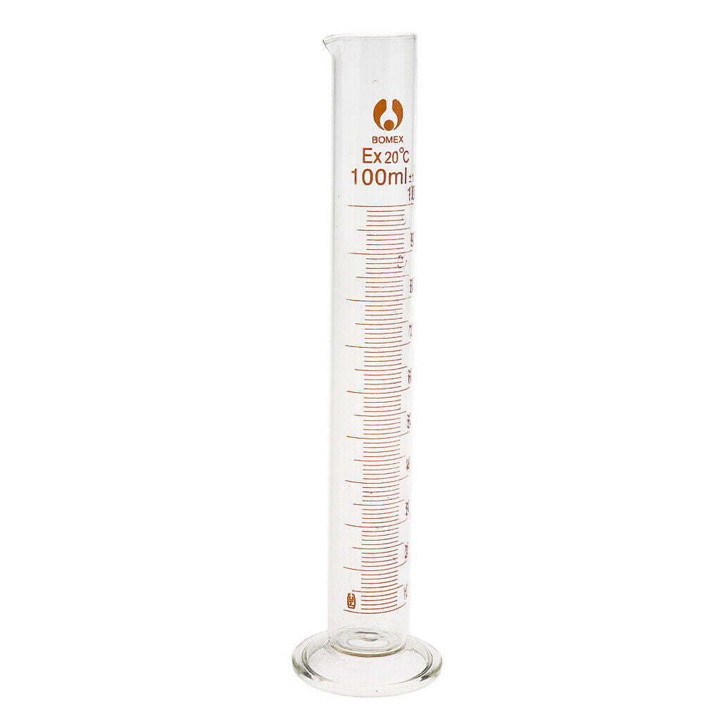 2x100ml Professional Graduated Glass Measuring Cylinder Chemistry Lab Spout