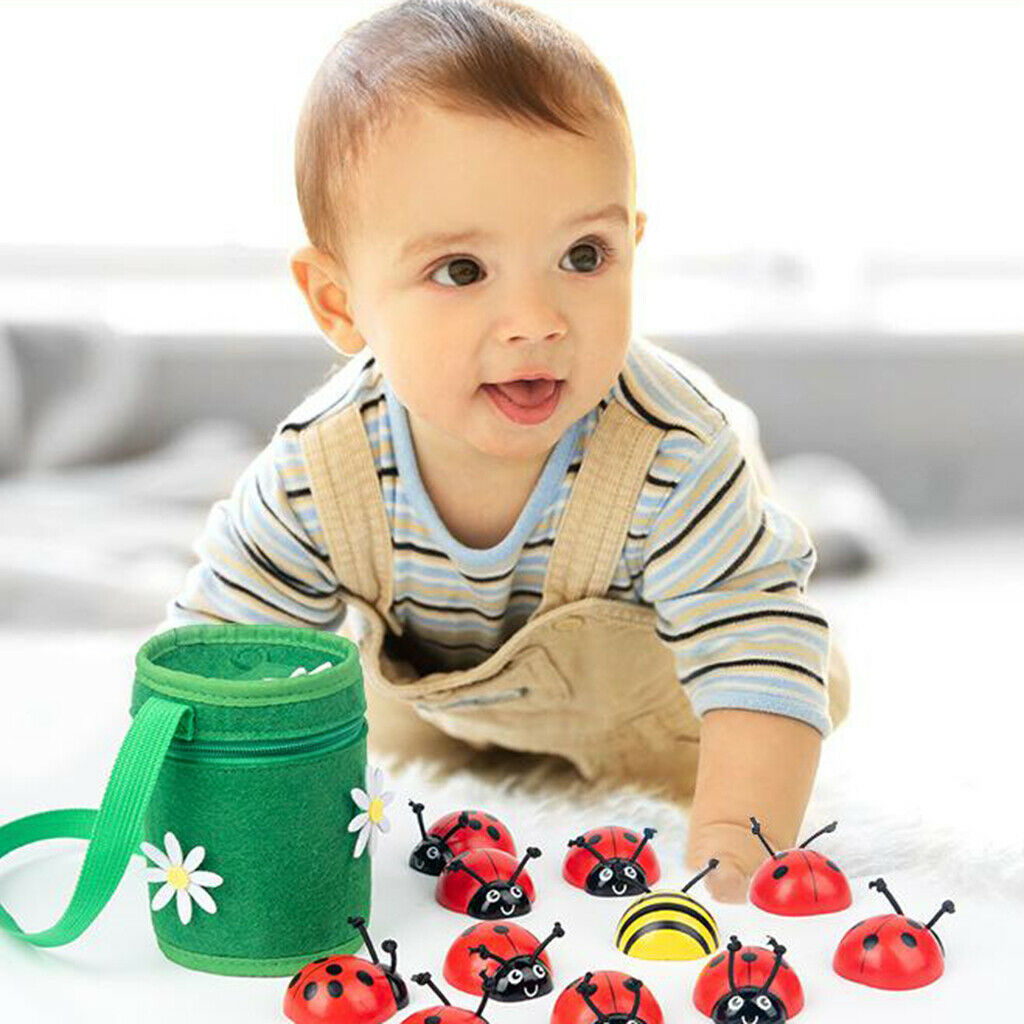 Wooden Counting Ladybugs Teaching Motor Skill Math Toys for 3 4 5 Years Old