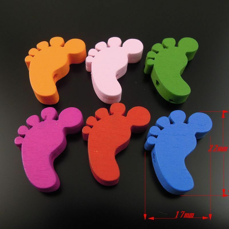 50pcs Multi-Color Wooden Foot Spacer Beads Jewelry Making DIY Findings 22*17mm
