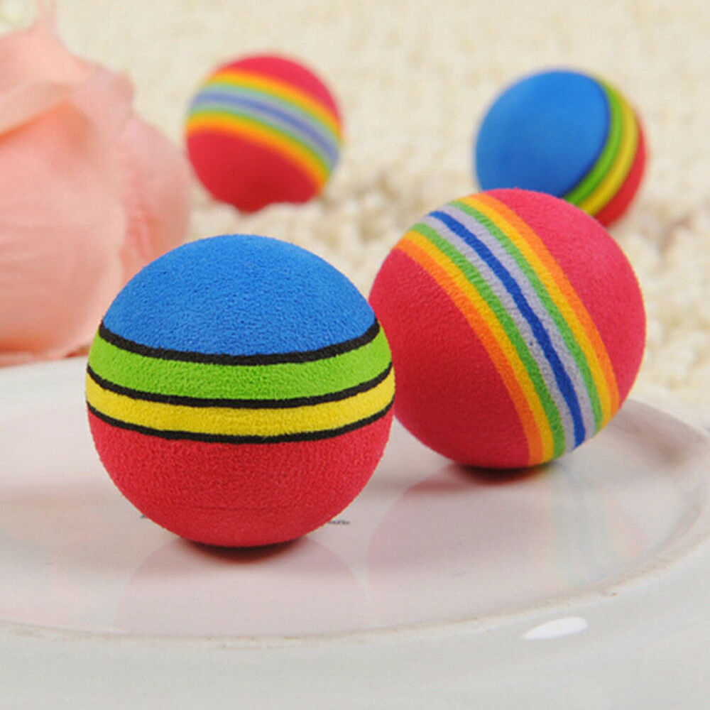 6pcs Pet Cat Kitten Soft Foam Colorful Rainbow Play Balls Funny Activity Toys