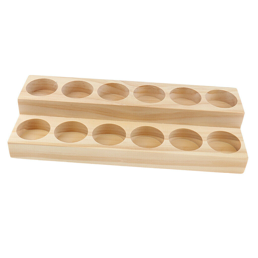 Wooden Essential Oil Roller Bottles Cosmetic Display Holder Shelf 12 Slots