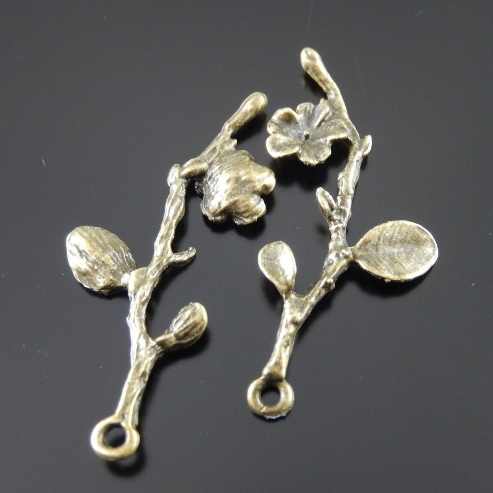20pcs Antiqued Bronze Floral Tree Branch Metal Alloy Pendant Charm Craft 37*18mm