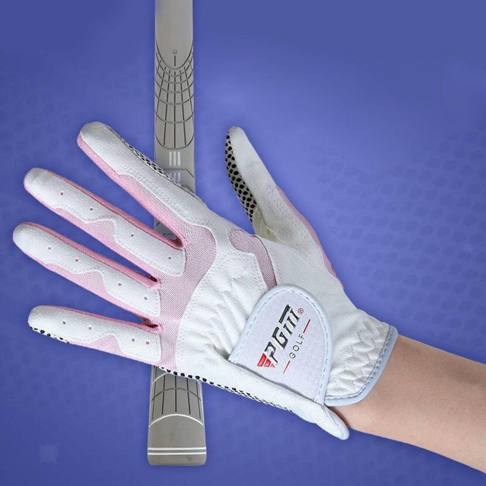 Women's Golf Glove Breathable Left Right Hand Golfer Gloves White Pink L