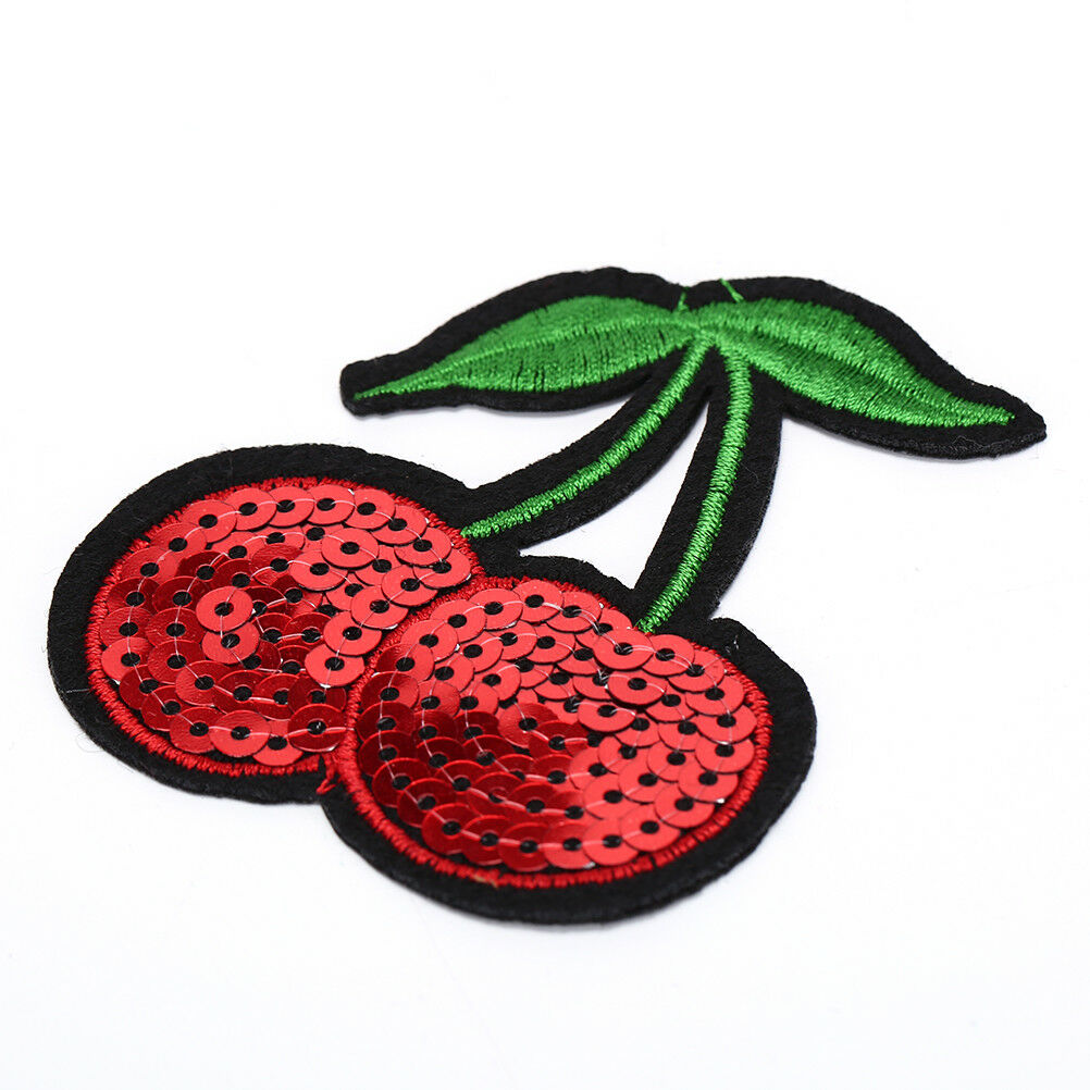 cherry Embroidery Iron sew on patch applique DIY clothing Sequins 6.8*7.7c.l8