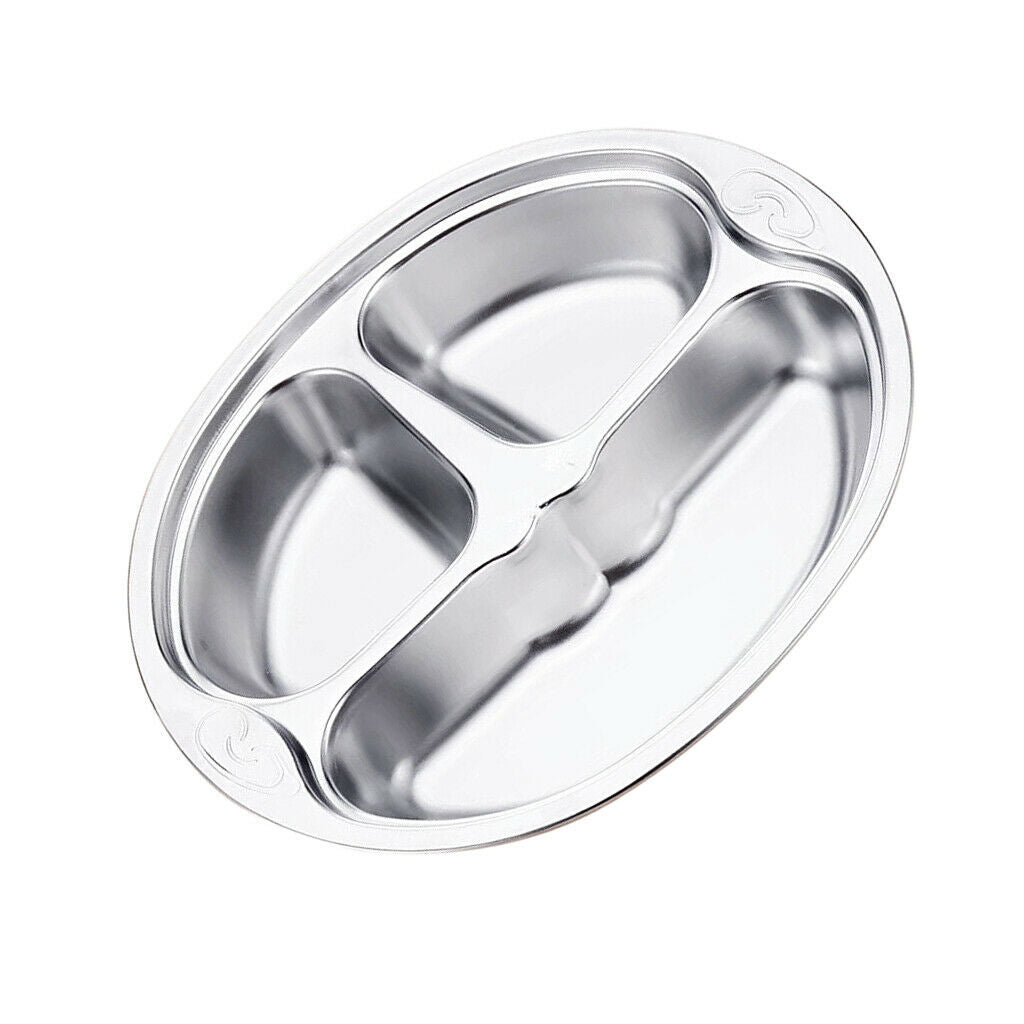 Stainless Steel Divided Kids Plate ,Dinner Snack Food Separated Container