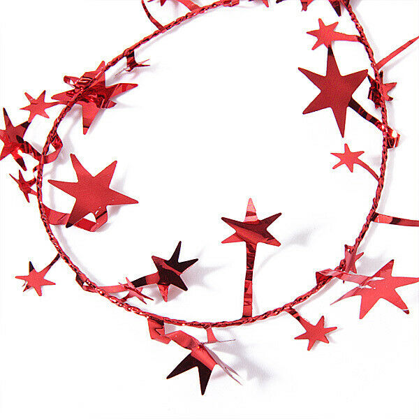 23 Ft Red-Star Shaped Tinsel Wire Garland Christmas Tree Party Decoration