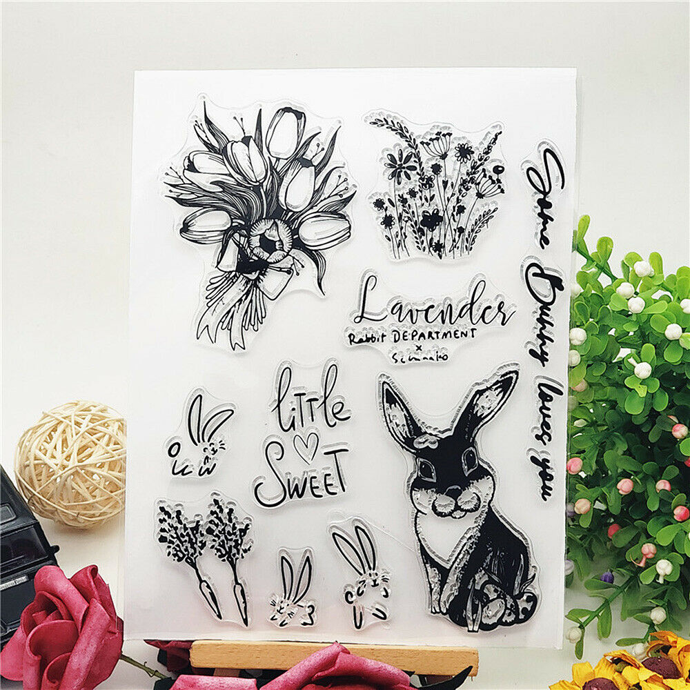 Rabbit Clear Stamp Seal Scrapbooking Pottery Embossing Album Card Art Craft DIY
