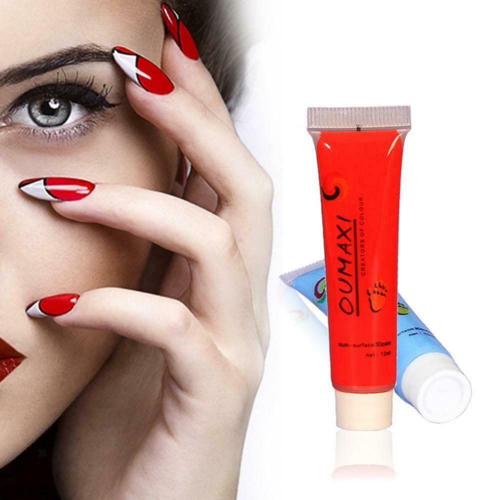 12 Colors 12ml Nail Art Paint Tube Pigment Draw Painting Design Acrylic Tips
