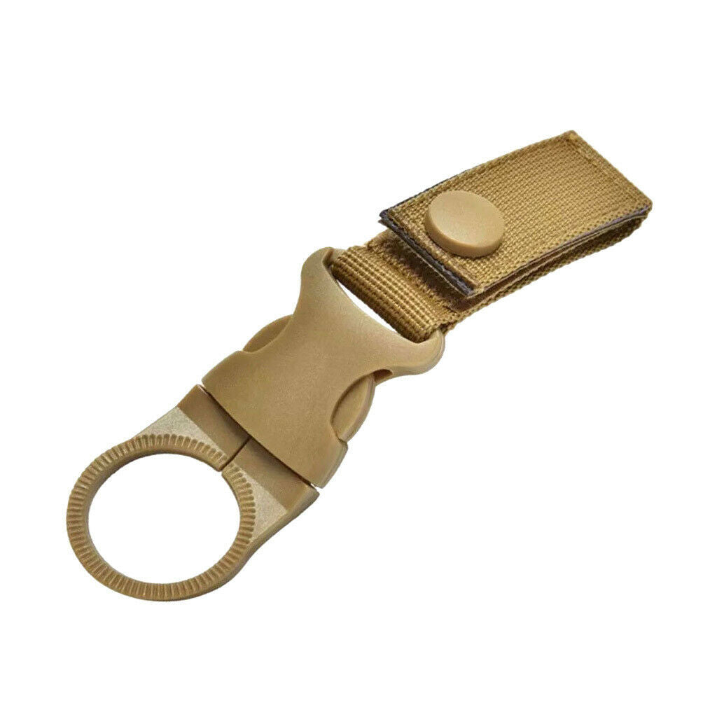 2X Nylon Molle Hanging Strap Webbing Buckle Clip Bottle Hook Belt  Tan