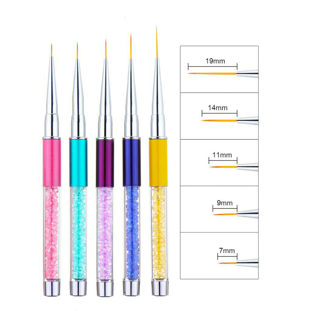 5 Sizes Nail Art Liner Brushes UV Gel Painting Detailing Striping Brush Pens