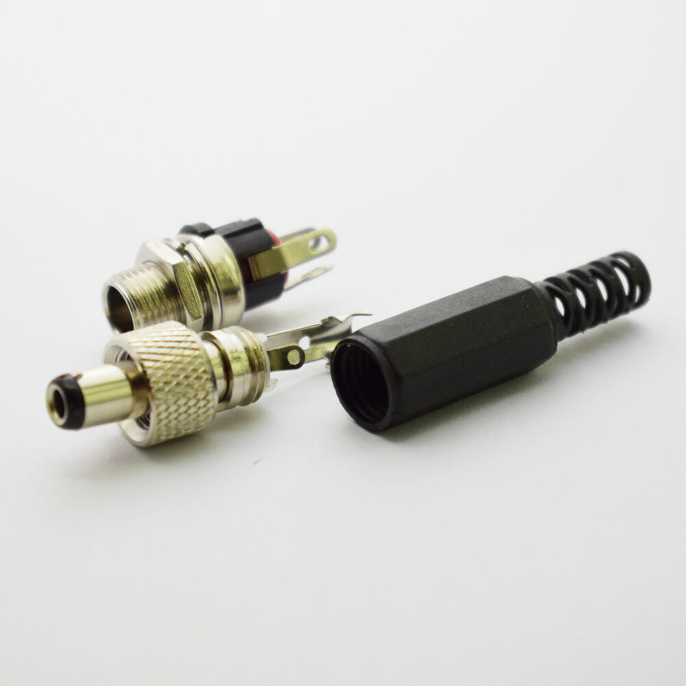 20PCS DC Power Supply 5.5x 2.1mm Male + Female Connector w/ Nut for CCTV Camera