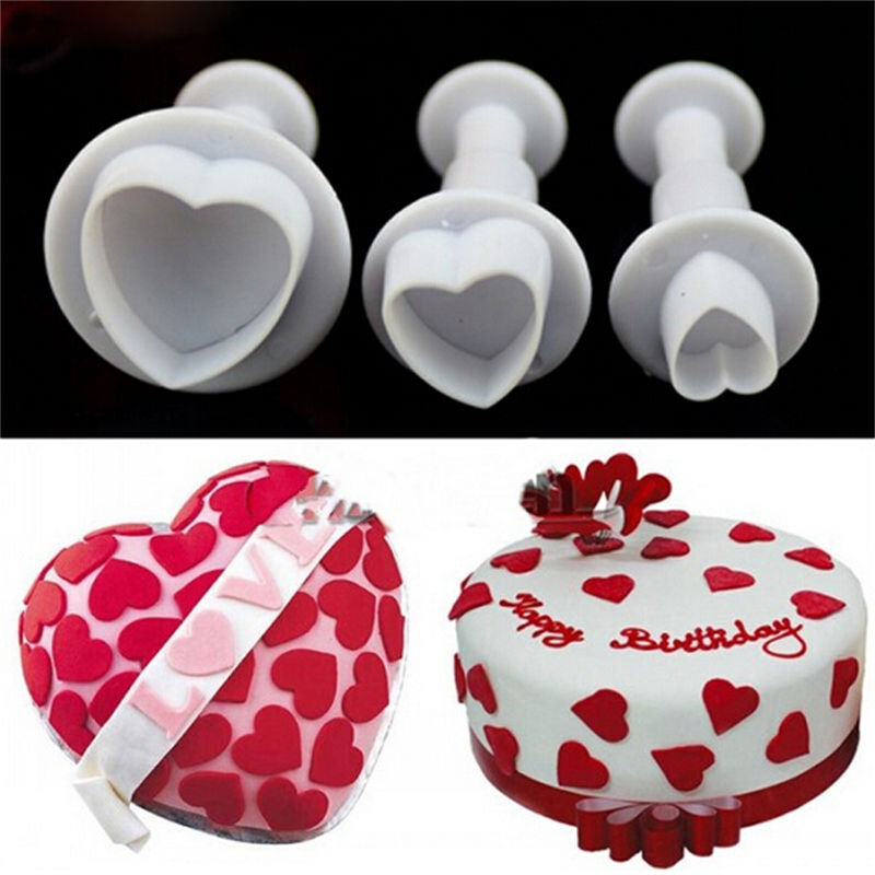 3 Pcs/set DIY Baking Mold Heart Shape Cake Chocolate Sugar Decoration Mo .l8