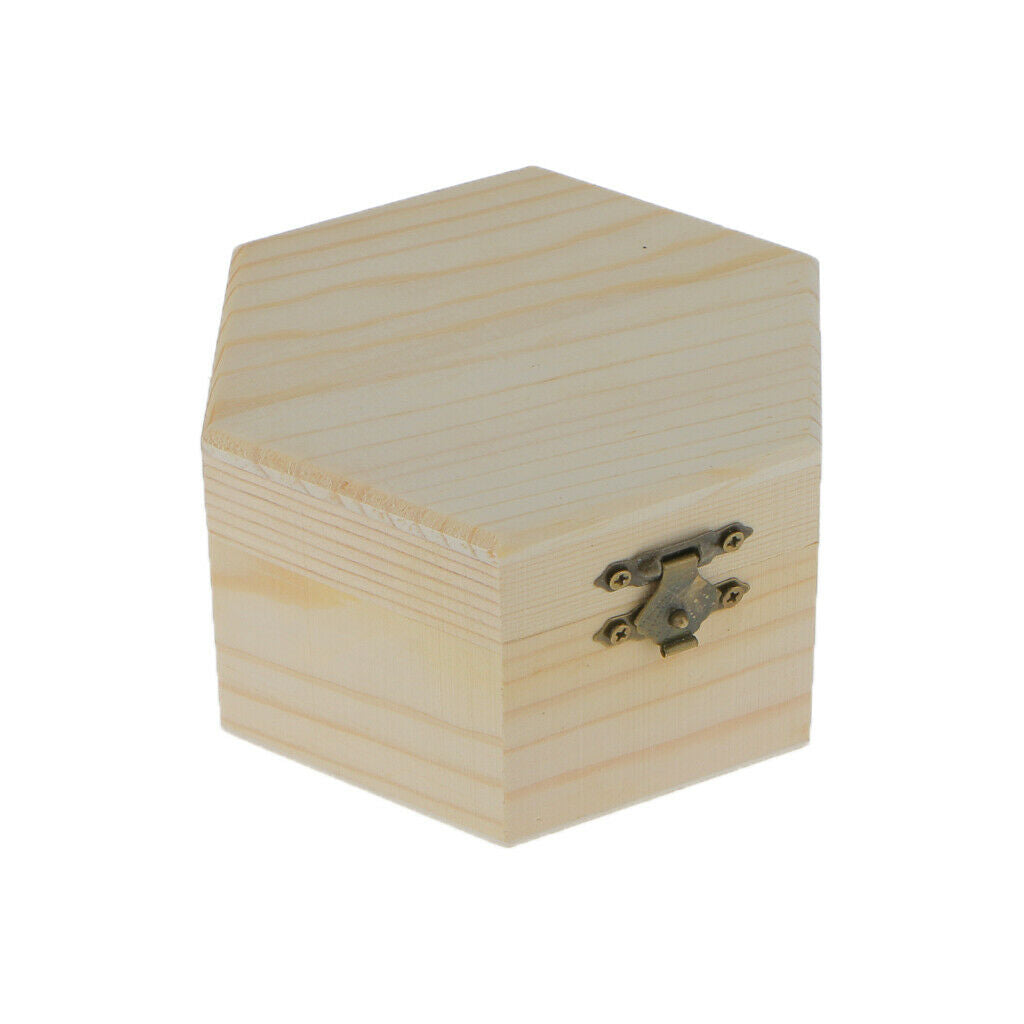2pcs Mixed Size Unpainted Hexagonal Wooden Jewelry Box Memory Chest Boxes