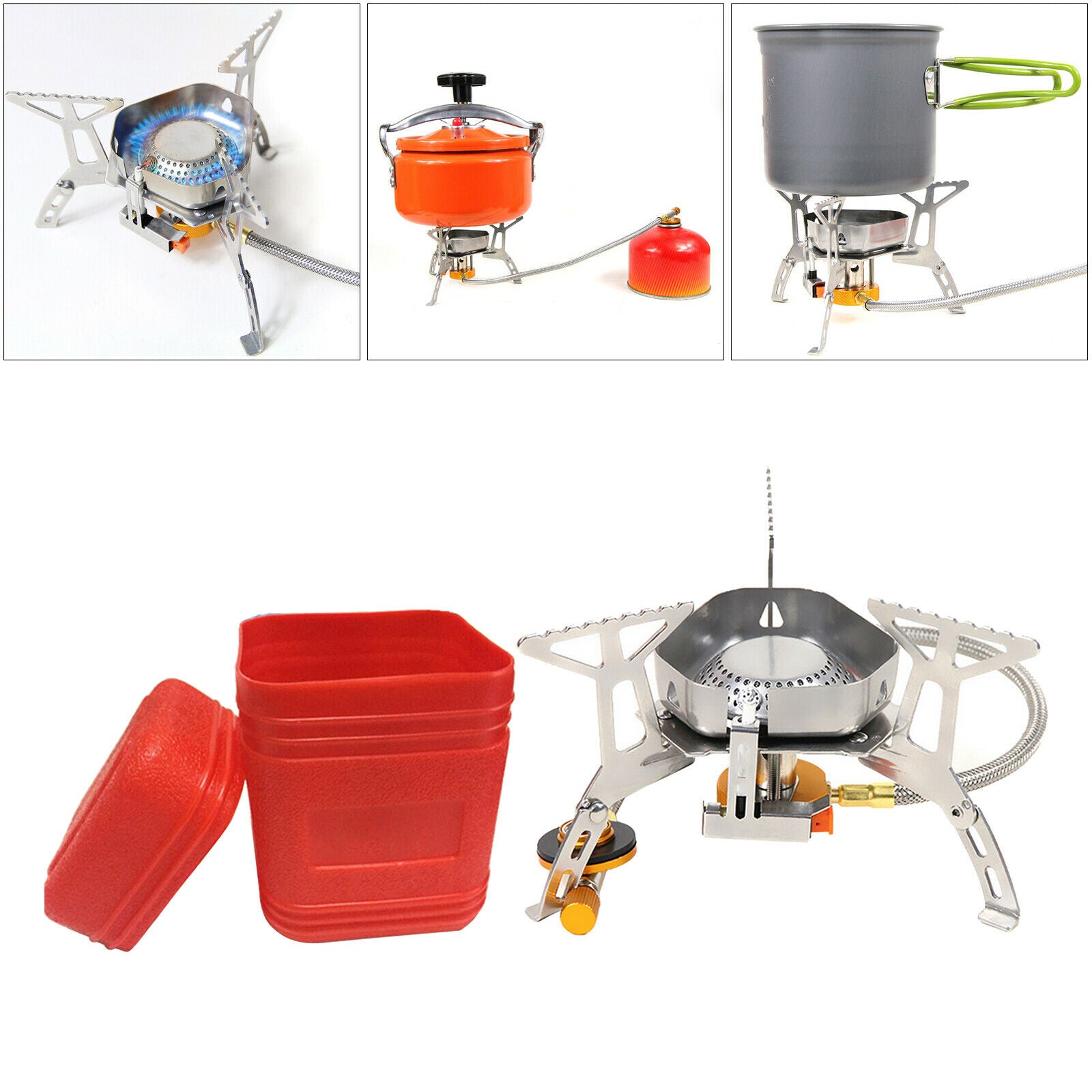 Windproof Camping Gas Stove Burner for Outdoor Backpacking Hiking BBQ Picnic