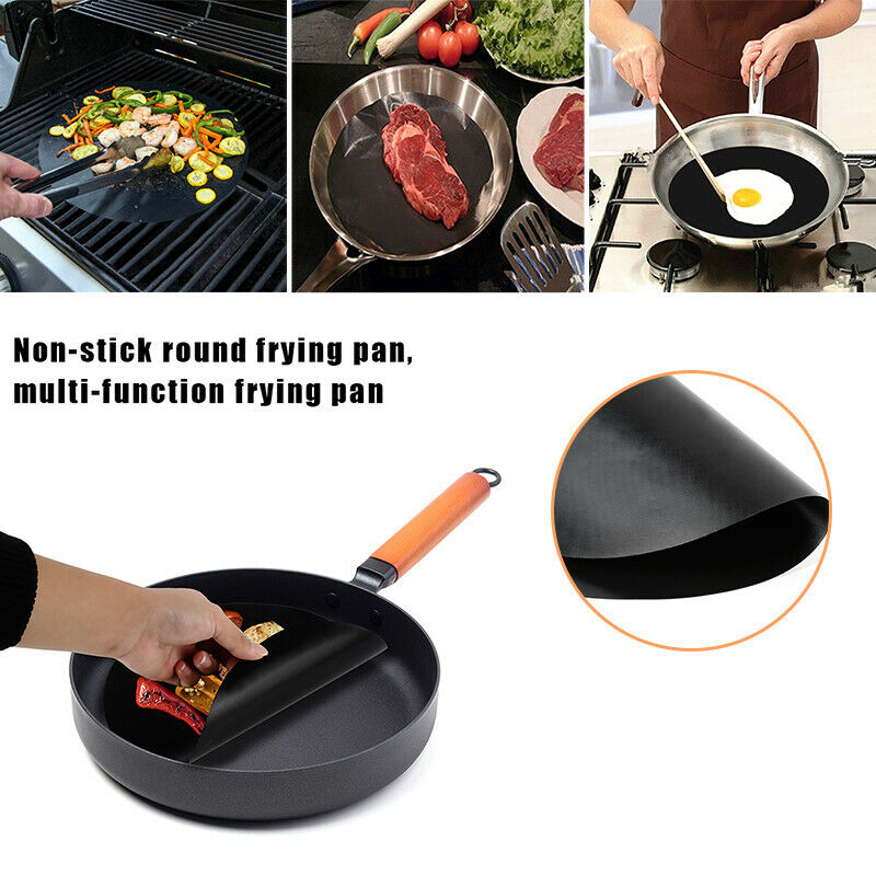 1PC Round Non-stick Baking Mat Round Pan Pad BBQ Cooking Mat Fry Liner Sh.l8