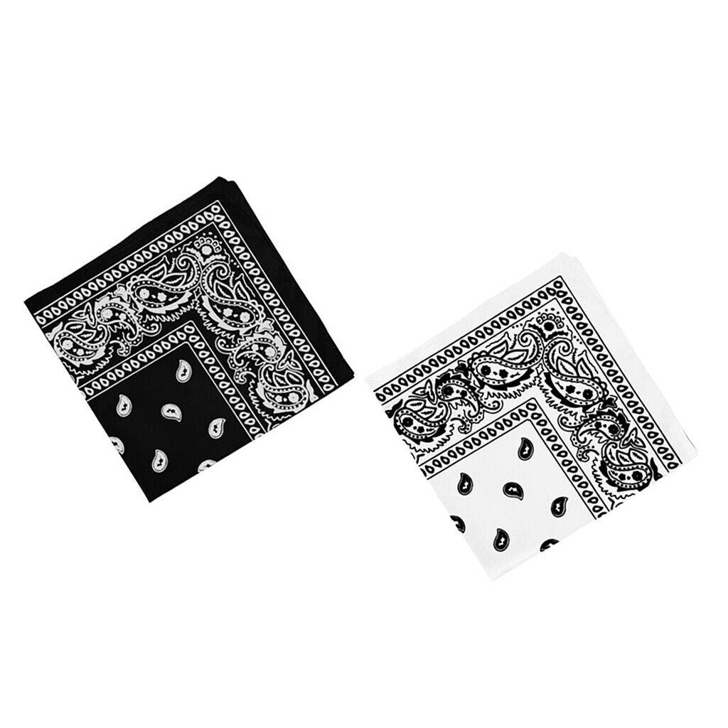 2 Pack Women Mens Cotton Paisley Cowboy Bandana Scarf Head Wrap Wristband