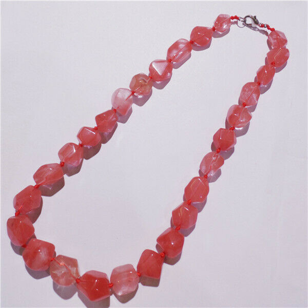 1 Strand Women Red Cherry Quartz Freeform Beads Handmade Necklace 42cm HH9158