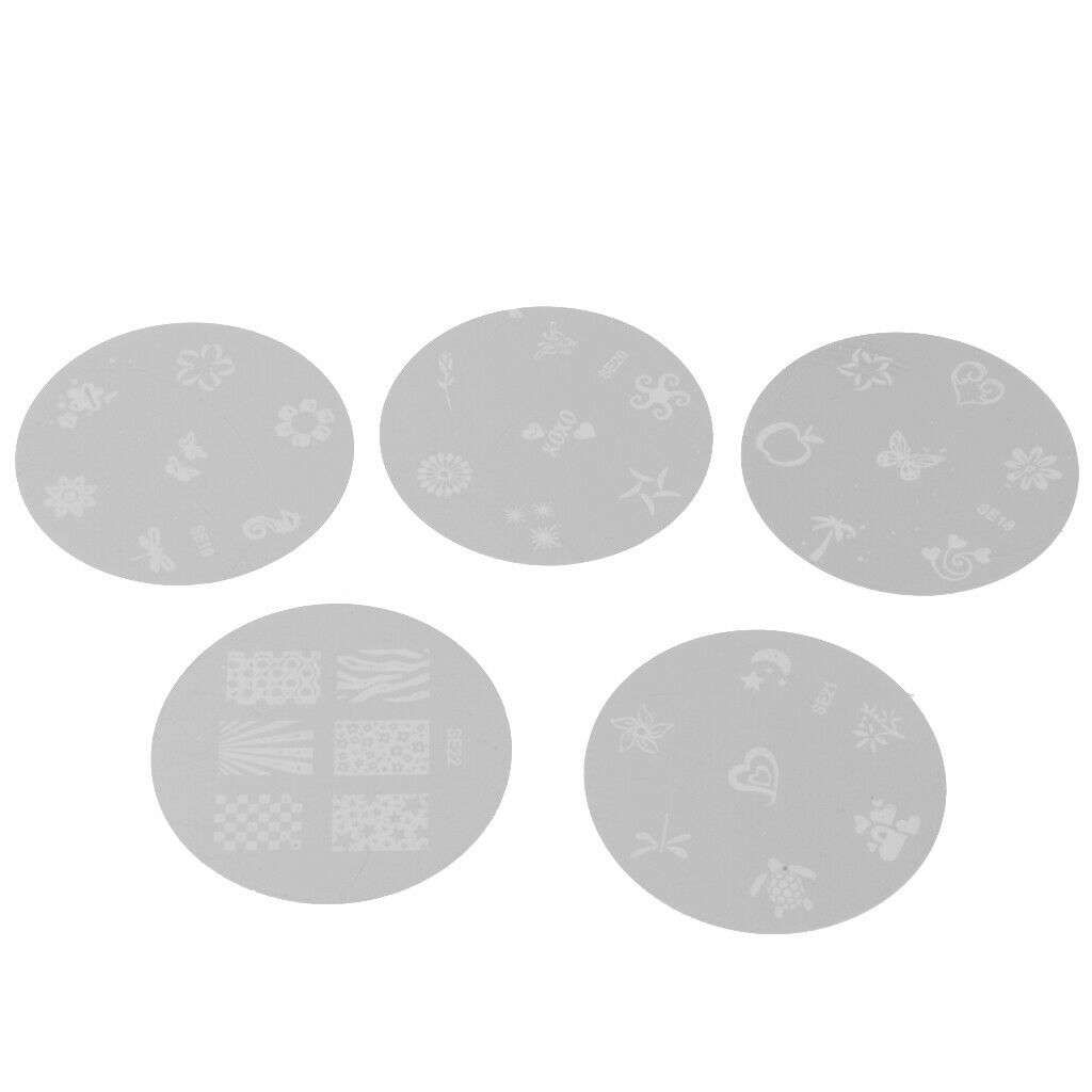 Nail Art Stamp Stencil Stamper + 8pcs Nail Art Sponge Stamping Template Set