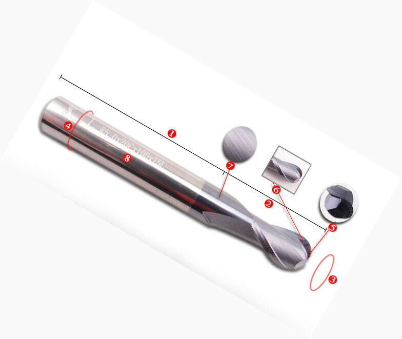 1pc HRC55 Ball Nose R6x12 Solid Coat Carbide Radius End Mill CNC Milling [M1]