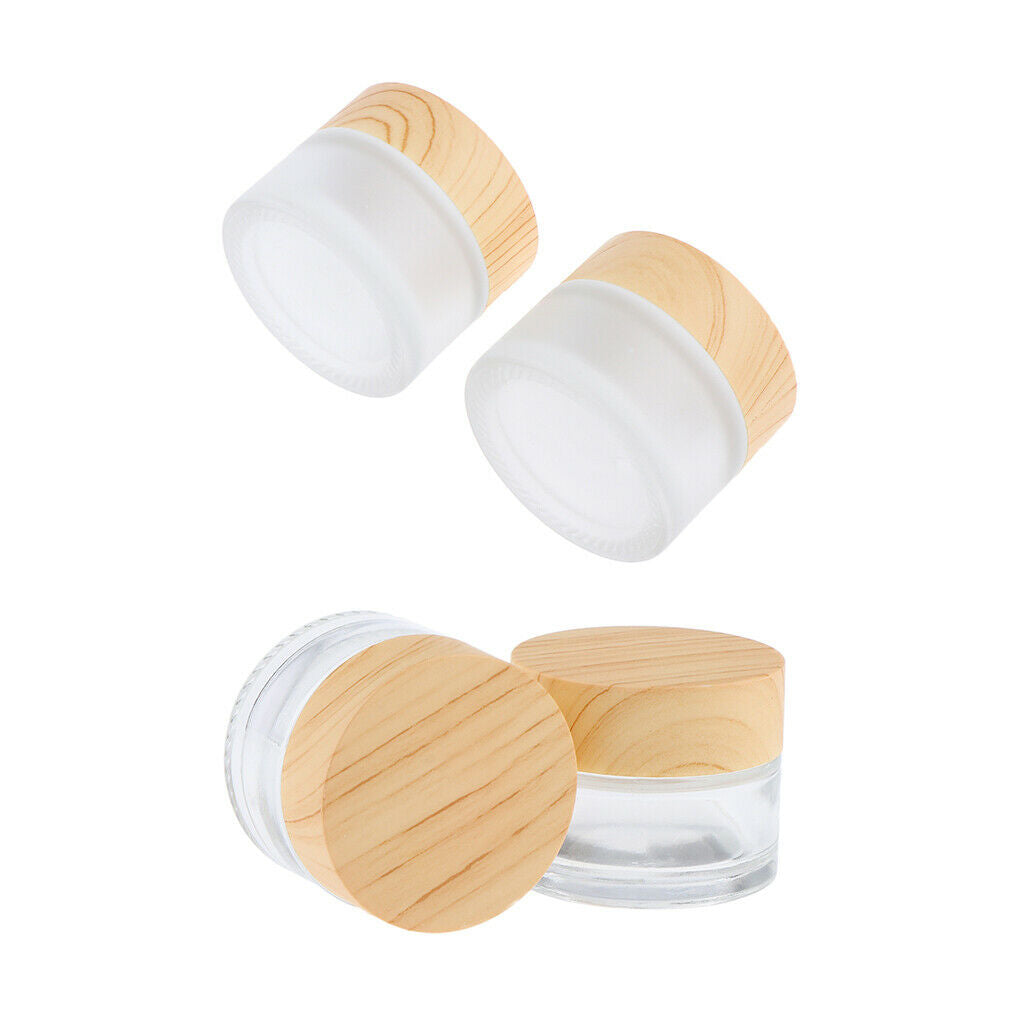 15g,Empty,Frosted Glass Pot Jars,Cosmetic Containers,4pcs