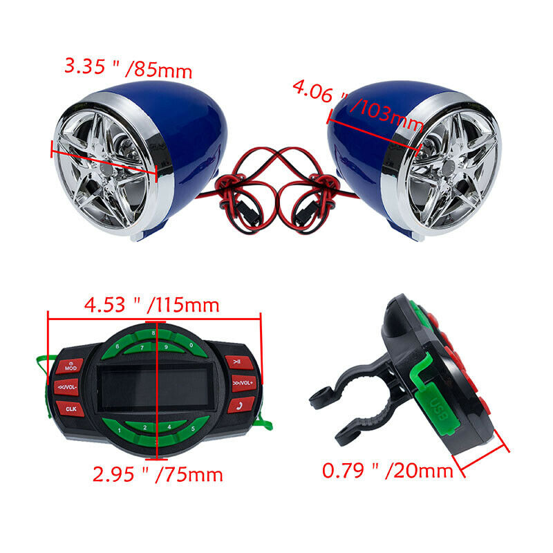 Motorcycle Host Machine Bluetooth Audio MP3 Radio Stereo Speaker Universal Bike