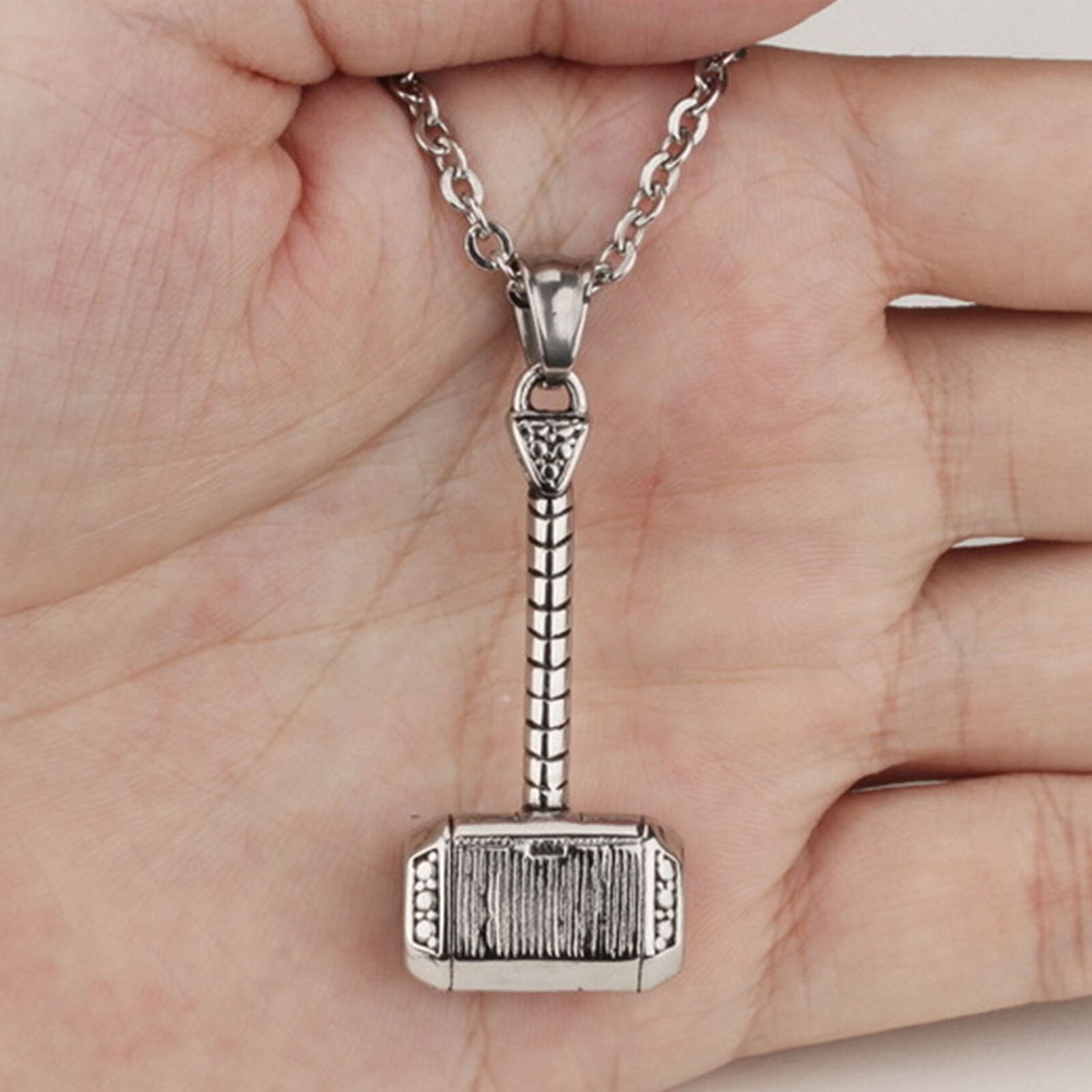 Men Hammer of Thor Necklace Stainless Steel Thors Hammer Pendant Necklace