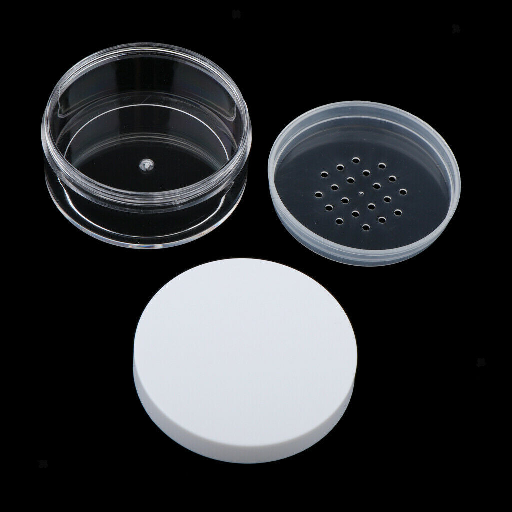 6pcs Clear Loose Powder Container Smoothing Powder Puff Case Makeup Jars