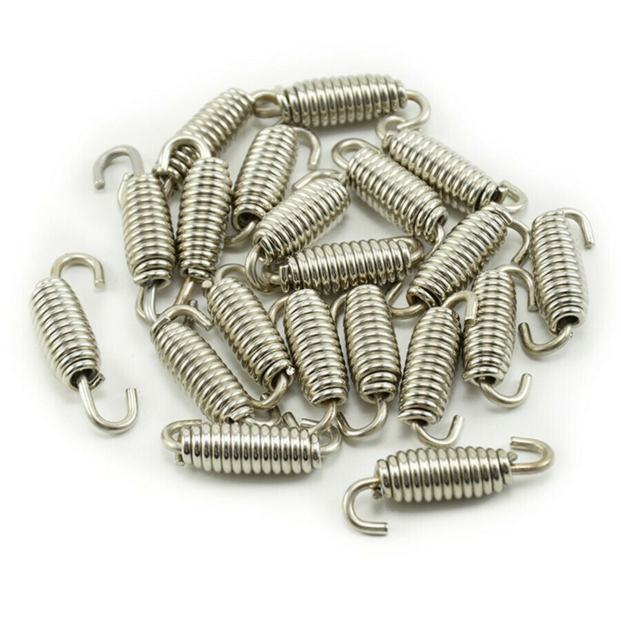 6Pcs 55mm Stainless Steel Motorcycle Exhaust Mounting Spring w/ Welding Fastener