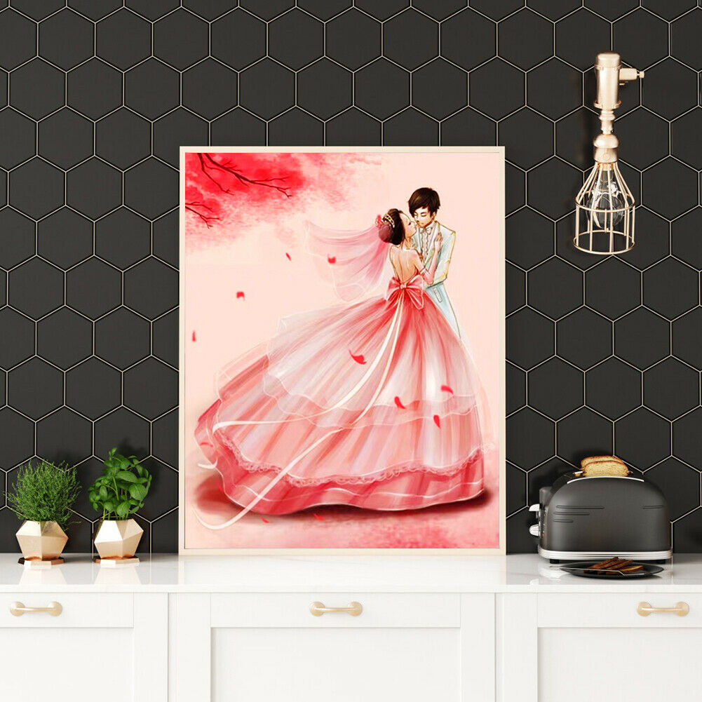 5D DIY Diamond Painting Wedding Couples Full Drill Embroidery Room Decor @