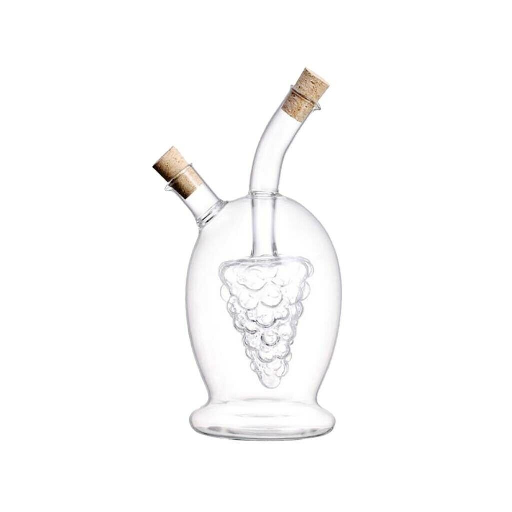 2-Outlet Glass Olive Oil Jar Vinegar Bottle Sauce Cruet Dispenser 9cmx20cm